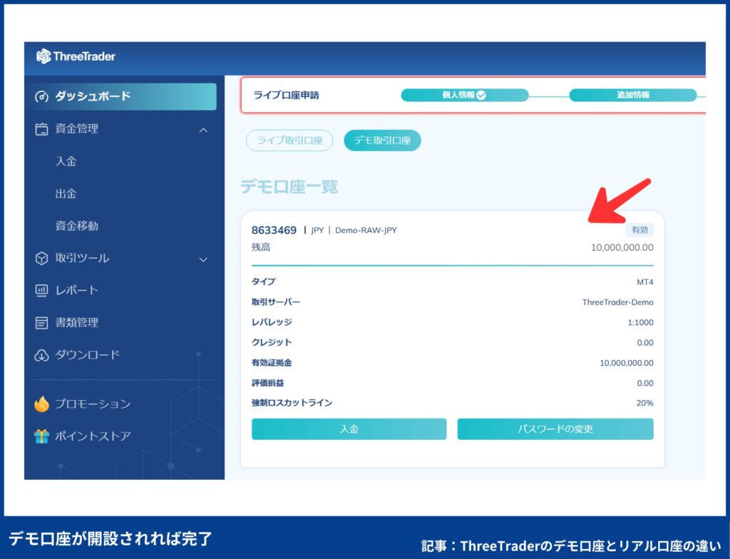 ThreeTraderのデモ口座開設方法